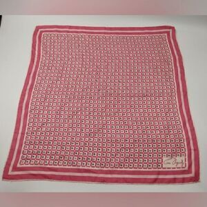 Anne Fogarty Vintage Silk Scarf Floral Flowers Handkerchief Rolled Hem
